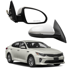 Passenger Side Mirror Compatible With 2016 2017 2018 Kia Optima Right Door Mirror With Turn Signal Light Manual Folding Power Glass White Pearl Replaces# KI1320200 87610-D5000 (5pin)