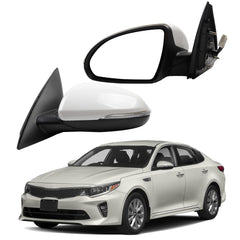 Left Driver Side Mirror Compatible With 2016 2017 2018 Kia Optima Door Mirror with Turn Signal Light Manual Folding Power Glass White Pearl Replace# KI1320200 87610-D5000 (5pin)