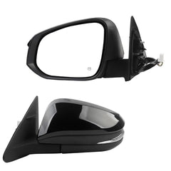Left Driver Side Mirror Compatible with 2014-2019 Toyota Highlander Heated Power Adjustable Glass Manual Fold Turn Signal Light Painted Black 6 PINS Replaces# 87940-0E130 TO1320317