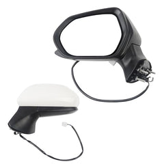 Driver Side Door Mirror Compatible with Toyota Camry 2018-2022 Power Adjustment Manual Fold Non-Heated Painted White Left Rearview Mirror Assembly Replace TO1320366 87940-06800 3PINS