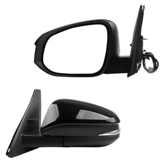 Left Driver Side Mirror Compatible with Toyota 4Runner 2014-2023 Manual Folding Power Adjustable Glass Heated Turn Signal Puddle Light Black 9Pins Replace# 8794035B70