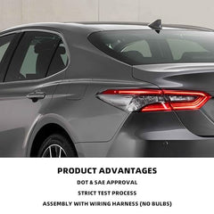 Driver Side Tail Light Compatible with 2021-2023 Toyota Camry Outer Left Rear Lamp With Wiring Harness Replaces# 81560-06A20 TO2804159 (Halogen Type)