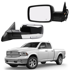 Driver Side Mirror Compatible with 2014-2018 Ram 1500,2013-2018 Ram 2500 Left Door Mirror with Power Folding, Heated Glass, Signal Light, Puddle Light, Temp sensor, Chrome Cover 12pins