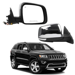 Passenger Side Mirror Compatible with 2011-2018 Grand Cherokee Chrome Right Door Mirror w/Power Heated/Signal Light/Memory/Manual Folding Replace#57010704AJ (11pins)