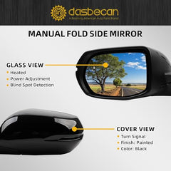 Left Driver Side Mirror Compatible with Honda CRV 2017-2022 Manual Folding Power Glass Heated with Turn Signal Light Blind Spot Detection BSD Replaces 76251T1WA01ZF 9Pins