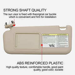 Front Left Driver Side Sun Visor with Vanity Light Compatible with Toyota RAV4 2006-2013 Replace 74320-42501-B3 (Beige)