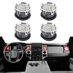 4pcs Bright Silver Dashboard Air Conditioning AC Heater Vent Compatible with Ford F150 2009-2014 Replaces# 9L3Z-19893-CA