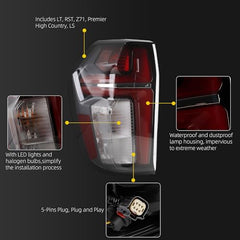 Driver Tail Light Assembly Compatible with 2021-2024 Chevy Tahoe Suburban LS LT RST Z71 Rear Lamp Outer with LED Bulbs Rear Left Taillight Replaces# 84849416 GM2800322