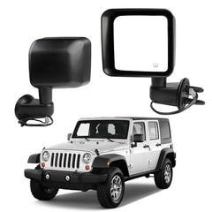 Left Driver Side Mirror Compatible with 2011 2012 2013 Jeep Wrangler JK Power Heated Manual Folding Door Mirrors Replaces#CH1320319 5182175AB Textured Black(5 Pins)