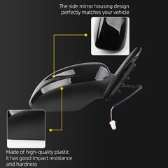 Right Passenger Side Door Mirror Compatible with Nissan Altima 2013-2018 Sedan Non-Heated Non-Folding Power Adjustable Glass Replaces NI1321223 963013TH0A Black 3Pins - Dasbecan