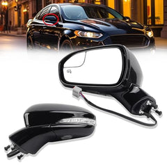 Left Driver Side Power Door Mirror Compatible with Ford Fusion 2013-2015 Power | Heated | Turn Signal | Puddle Light | Manual Folding | DS7Z17683BA | Black | 7Pins