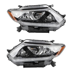 Halogen Headlight Compatible With Nissan Rogue 2014-2016 Left Driver/Right Passenger Side Headlights Assembly With LED DRL Strip Replaces# 260604BA0A 260104BA0A NI2502226 NI2503226