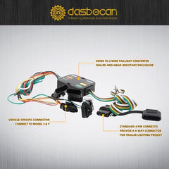 118869 Trailer Wiring Harness Kit 4-Pin Compatible with 2017-2023 Tesla Model 3 2020-2023 Tesla Model Y Flat Trailer Connect Towing Hitch Wiring