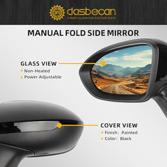 Left Driver Side Mirror Compatible with Chevrolet Chevy Cruze 2016-2019 Power Glass Non-Heated Rearview Door Mirror Assembly Replaces GM1320541 Black 3Pins