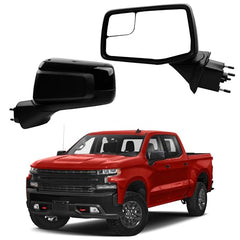 Left Driver Side Mirror Compatible with 2019-2024 Chevy Silverado 1500 Blind Spot Mirror/Power Glass/Manual Folding Glossy Black Rear View Mirror Replace#GM1320582 84823125