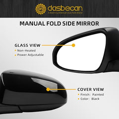 Left Driver Side Mirror Compatible with Toyota Corolla 2014-2019 Power Glass Manual Folding Non-Heated Paint to Match Door Mirror Assembly Replaces TO1320293 Black 3Pins