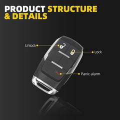 Remote Control Key Fob Replacement Compatible with 2019-2023 Dodge RAM 2500 3500 4500 5500 Keyless Entry Remote 3 Button GQ4-76T 4A Chip 434MHz - Dasbecan