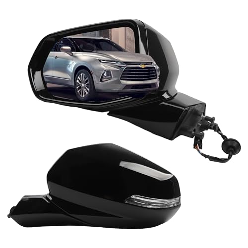 Left Driver Side Rear View Mirror Assembly Compatible with Chevrolet Blazer 2019-2022 Heated Power Glass Outside Door Mirror with Blind Spot Replace 84698488 GM1320622(10PINS) - Dasbecan
