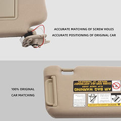 Beige Left Driver Side Sun Visor Compatible with Hyundai Sonata 2005 2006 2007 2008 2009 2010 Replaces# 852013K010QD 85202-0A750-QSQQH