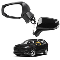 8Pins Driver Side Mirror Compatible with 2019-2024 Toyota Rav4 Left Side Rearview With Power Heated Turn Signal Blind Spot Detection Manual Folding Midnight Black Metallic Replace 879400R271