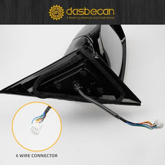 Driver Side Mirror Compatible with Nissan Altima Sedan 2013-2018 Manual Folding Power Adjustable Glass Heated Turn Signal Light Black 6Pins Replace# NI1320225