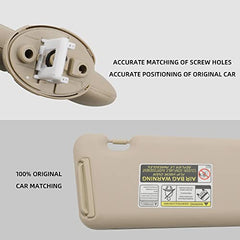 Front Left Driver Side Sun Visor with Light Compatible with Toyota Highlander 2008-2013 74320-48180-E0 (Beige)