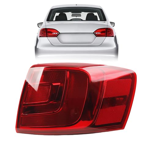 Passenger Tail Light Assembly Compatible with 2011-2014 Volkswagen Jetta Rear Lamp Outer Right Side with Halogen Bulbs Rear Taillight, Cannot fit to Hybrid Replaces# VW2805107 5C6945096D - Dasbecan