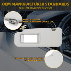 Gray Left Driver Side Sun Visor Replacement with Vanity Mirror Compatible with 2014-2019 Mazda3 2014-2018 Mazda6