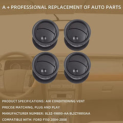Dashboard Air Conditioning AC Heater Vent 4pcs Compatible with Ford F150 2004 2005 2006 2007 2008 Replaces # 8L3Z-19893-BA 8L3Z19893BA Black
