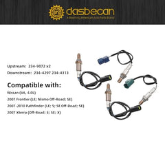 4PCS Oxygen Sensor Compatible with Nissan Frontier Pathfinder Xterra 2007-2010, O2 Sensor Upstream 234-9072 & Downstream 234-4297 234-4313
