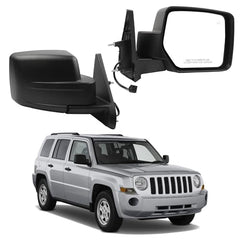 Right Passenger Side Mirror Compatible with 2007-2015 Jeep Patriot with Power Heated Glass, Manual Folding, Black Textured Cover Replace# CH1321283 CH1321337 5155462AK 5115046AL(5 Pins)