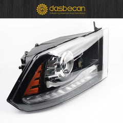 OE Projector Halogen Headlights w/LED Signal DRL Compatible With Dodge Ram 1500 2500 3500 2013-2018 Black Housing Amber Reflector Headlamp assembly w/Bulbs 1 Pairs
