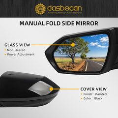 Left Driver Side Door Mirror Compatible with 2021-2024 Hyundai Elantra with Power Glass Non-Heated Manual Folding Black Painted Replace# 87610AA120 HY1320282 3Pins