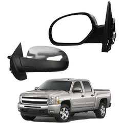 Driver Side Mirror Compatible with 2007-2013 Chevy Silverado,GMC Sierra Yukon Left Mirror w/Power Glass, Heated, Manual Folding, Chrome Cover Replace# GM1320340 (7pins)
