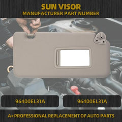 Passenger Side Sun Visor Compatible with Nissan Versa 2007-2012 Sun Protection Shade Makeup Mirror OE Replaces 96400-EL31A 96400EL31A Gray