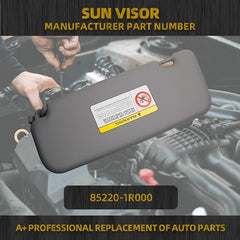 Right Passenger Side Sun Visor Compatible with Hyundai Accent 1E 2011 2012 2013 2014 2015 Front Right Sun Protection Shade Gray Replaces 85220-1R000