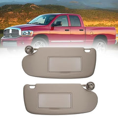 Pair Car Sun Visor W/Mirror Compatible with Dodge Ram 1500 2500 3500 2002 2003 2004 2005 2006 2007 2008 2009 Replaces# 1902167