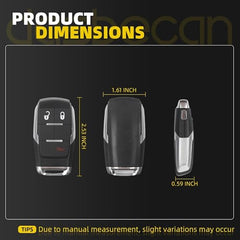 Remote Control Key Fob Replacement Compatible with 2019-2023 Dodge RAM 2500 3500 4500 5500 Keyless Entry Remote 3 Button GQ4-76T 4A Chip 434MHz - Dasbecan