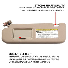 Beige Left Driver Side Sun Visor Compatible with Hyundai Sonata 2005 2006 2007 2008 2009 2010 Replaces# 852013K010QD 85202-0A750-QSQQH