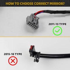 Left Driver Side Mirror Compatible with 2011 2012 2013 Jeep Wrangler JK Power Heated Manual Folding Door Mirrors Replaces#CH1320319 5182175AB Textured Black(5 Pins)