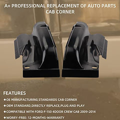 Pickup Truck Cab Corners Set Pair Compatible With 2009 2010 2011 2012 2013 2014 Ford F-150 4Door Crew Cab