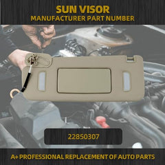 Left Driver Side Sun Visor Compatible with 2007-2014 Cadillac Escalade, Chevrolet Silverado Suburban Tahoe, GMC Yukon Sierra 1500 Denali Replace Replace 22850307 Gray with Light