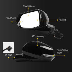 Left Driver Side Rear View Mirror Assembly Compatible with Chevrolet Blazer 2019-2022 Heated Power Glass Outside Door Mirror with Blind Spot Replace 84698488 GM1320622(10PINS) - Dasbecan