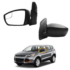 3Pins Driver Left Side Mirror Assembly Compatible with 2013-2016 Ford Escape S with Power Adjustment Glass/Manual Folding/Blindspot Mirror Matte Black Cover Replace# FO1320434