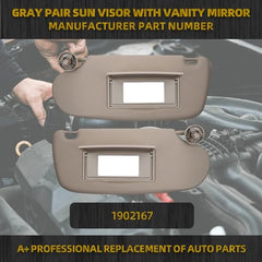 Pair Car Sun Visor W/Mirror Compatible with Dodge Ram 1500 2500 3500 2002 2003 2004 2005 2006 2007 2008 2009 Replaces# 1902167