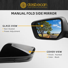 Left Driver Side Mirror Compatible with Chevrolet Chevy Impala 2014-2019 Manual Folding Power Glass Non-Heated Black 3Pins Replaces 22936946