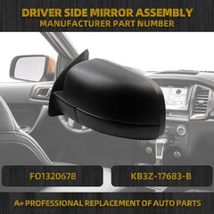 Left Driver Side Mirror Compatible with 2019-2023 Ford Ranger XL XLT Matte Black Door Mirror with Power Electric Glass, Manual Folding Replace# FO1320678 KB3Z-17683-B(3 pins)