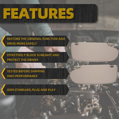 Pair Car Sun Visor W/Mirror Compatible with Dodge Ram 1500 2500 3500 2002 2003 2004 2005 2006 2007 2008 2009 Replaces# 1902167