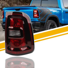Halogen Taillight Compatible with 2025 Dodge Ram 1500 Smoked Black Bezel Tail Light Rear Lamp Right Passenger Side Bulb Included Replace#68531046AA
