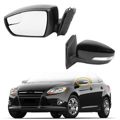 Left Driver Side Mirror Assembly Compatible with 2015-2018 Ford Focus Black Rearview Mirror w/Blind Spot, Power Glass and Turn Signal (5Pin)